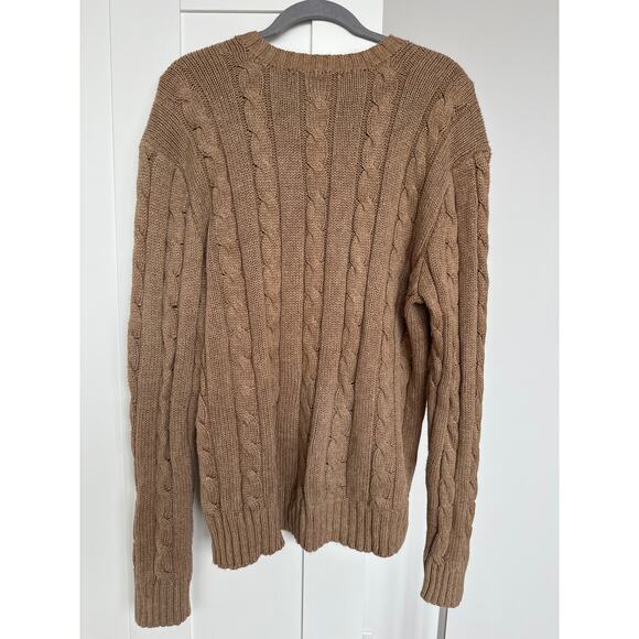 Rare Vintage Polo Ralph Lauren 100% Silk Cable Knit V-Neck Sweater, Size XL, EUC - Picture 2 of 5